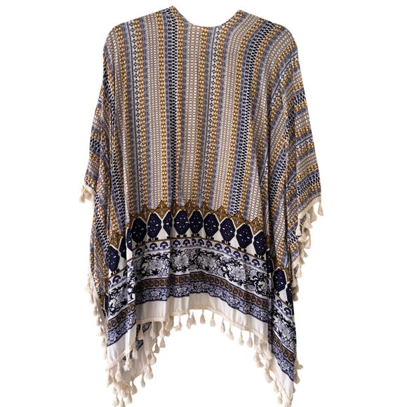 Bobbie Brooks Womens Boho Kimono Cardigan With Tassels One Size - Picture 3 of 11